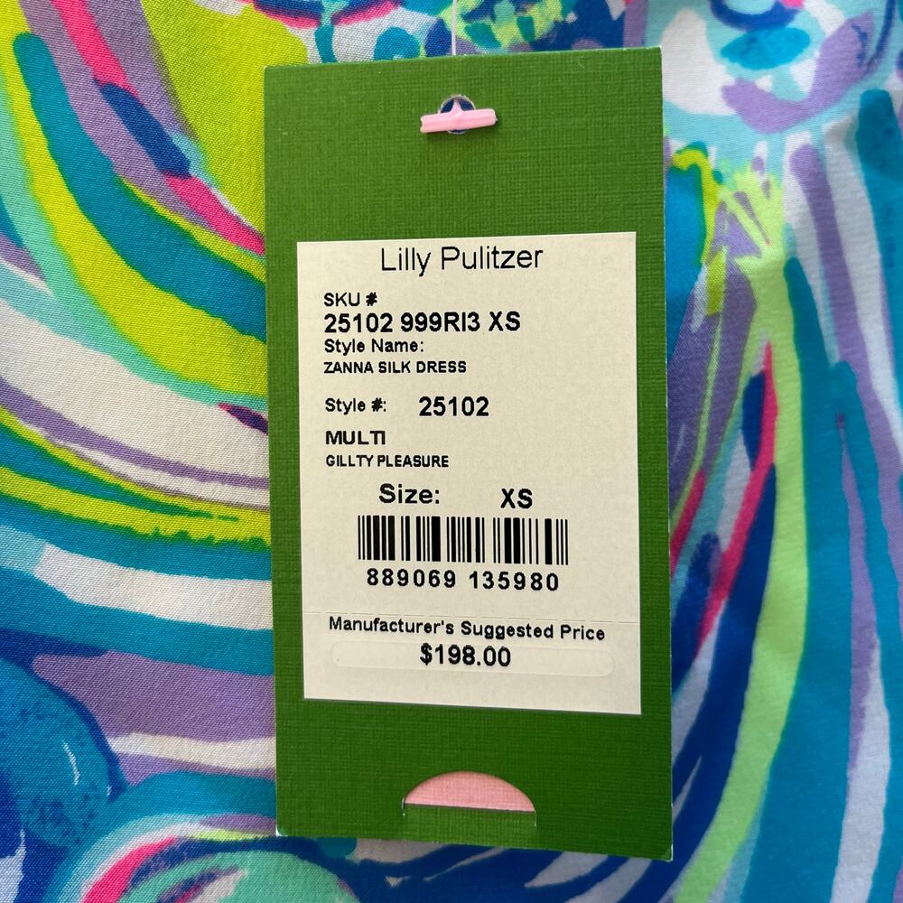 NEW Lilly Pulitzer Zanna Silk Dress Multi Gillty Pleasure Adjust Straps Women XS - Picture 9 of 9